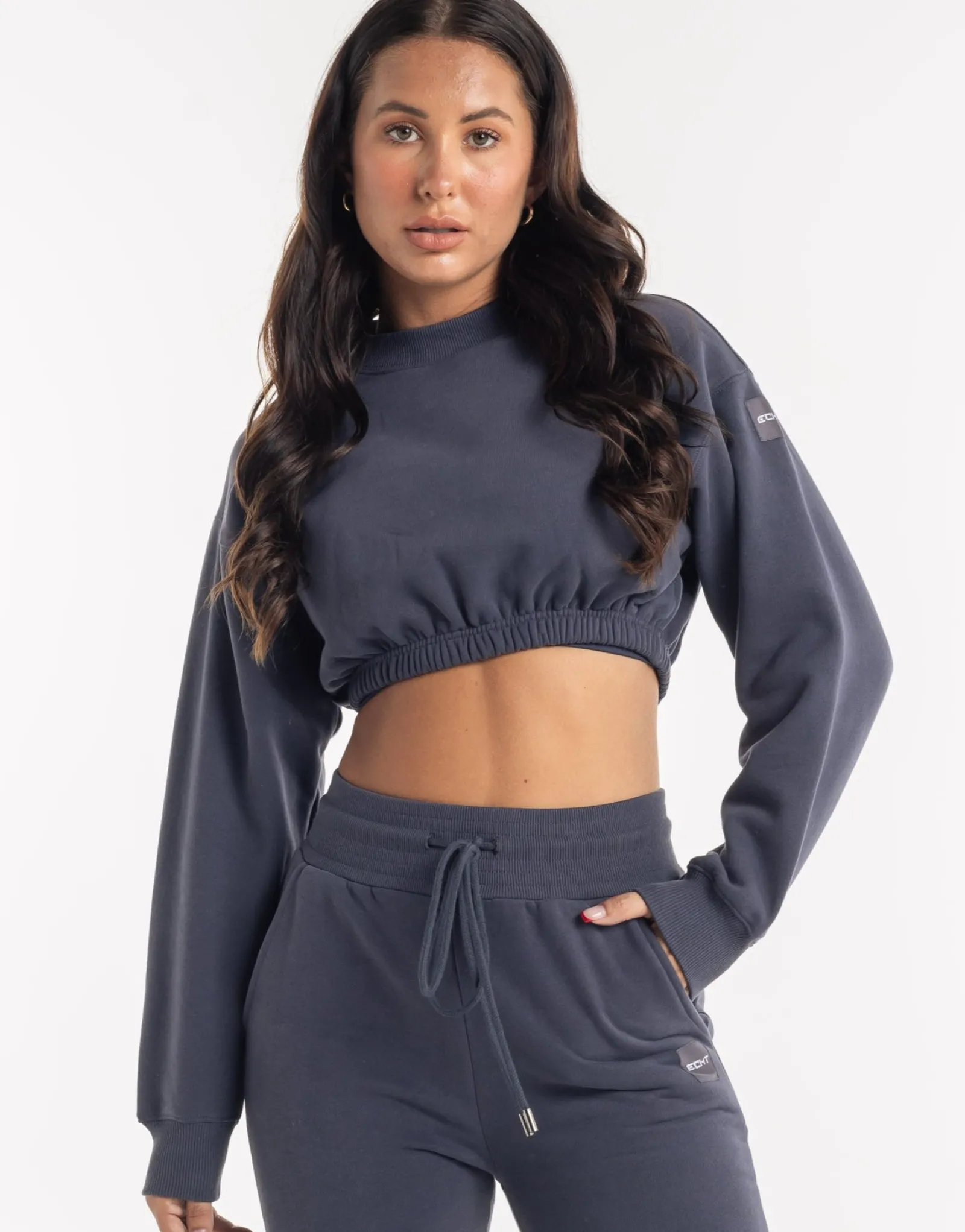 New ECHT Esteem Cropped Sweater Smoke Grey