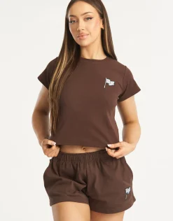 New ECHT Flag Baby Tee Fudge Brown