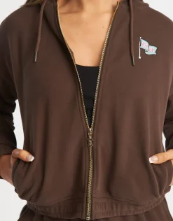 Outlet ECHT Flag Zip-Up Jacket Fudge Brown