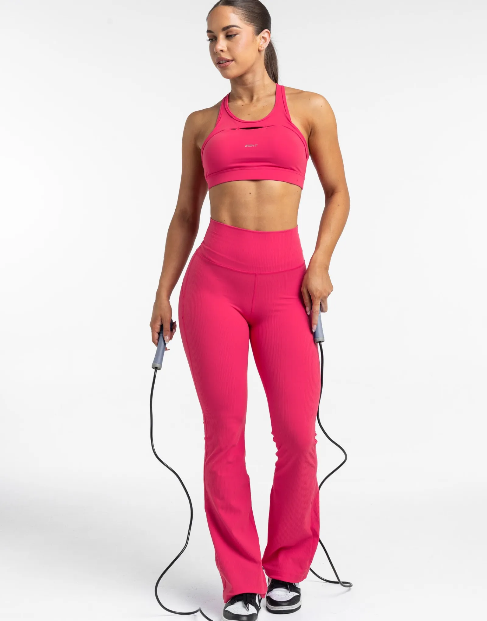 New ECHT Flare Ribbed Leggings Bright Pink