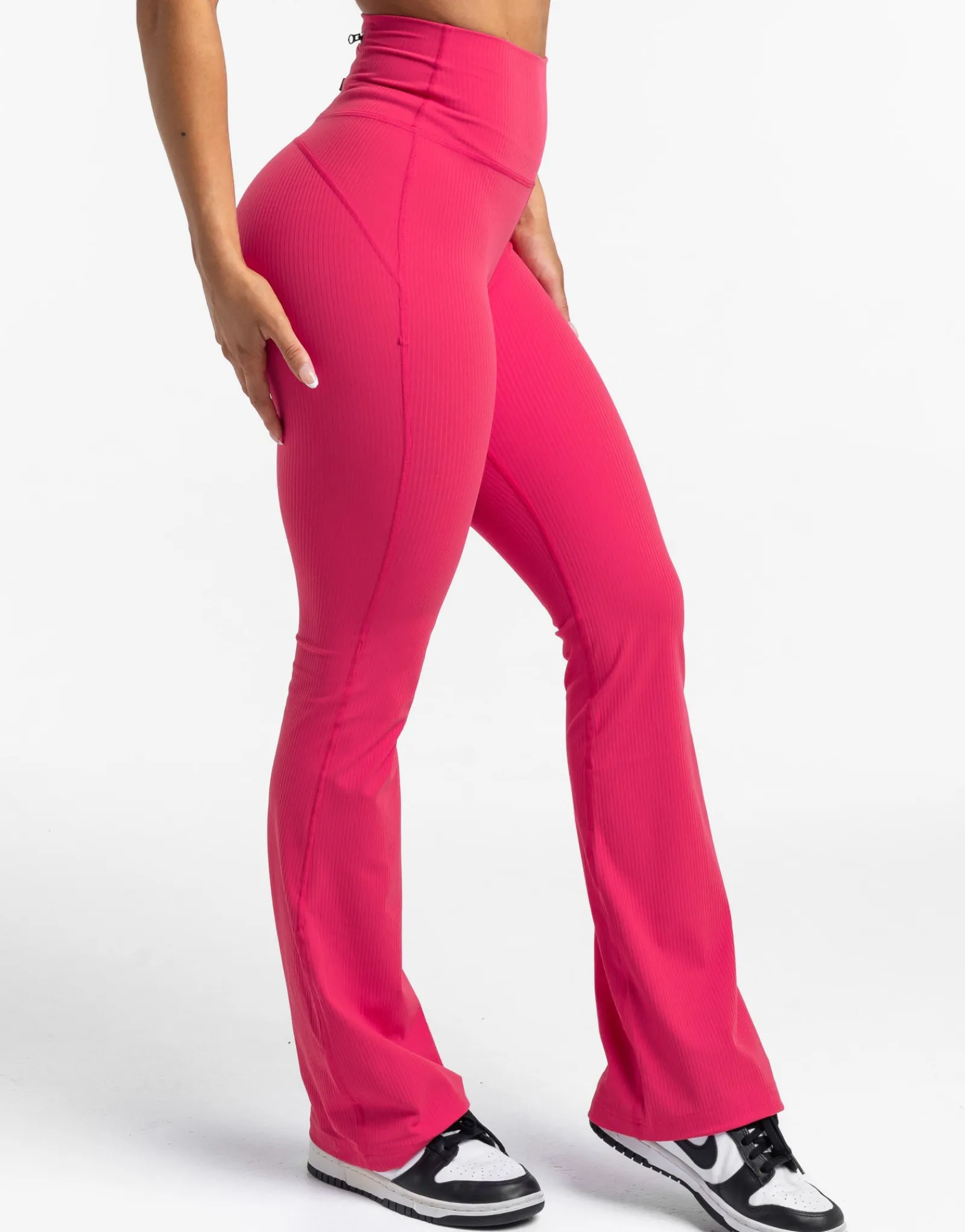 New ECHT Flare Ribbed Leggings Bright Pink