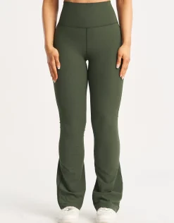 Fashion ECHT Flare Ribbed Leggings Forest Green