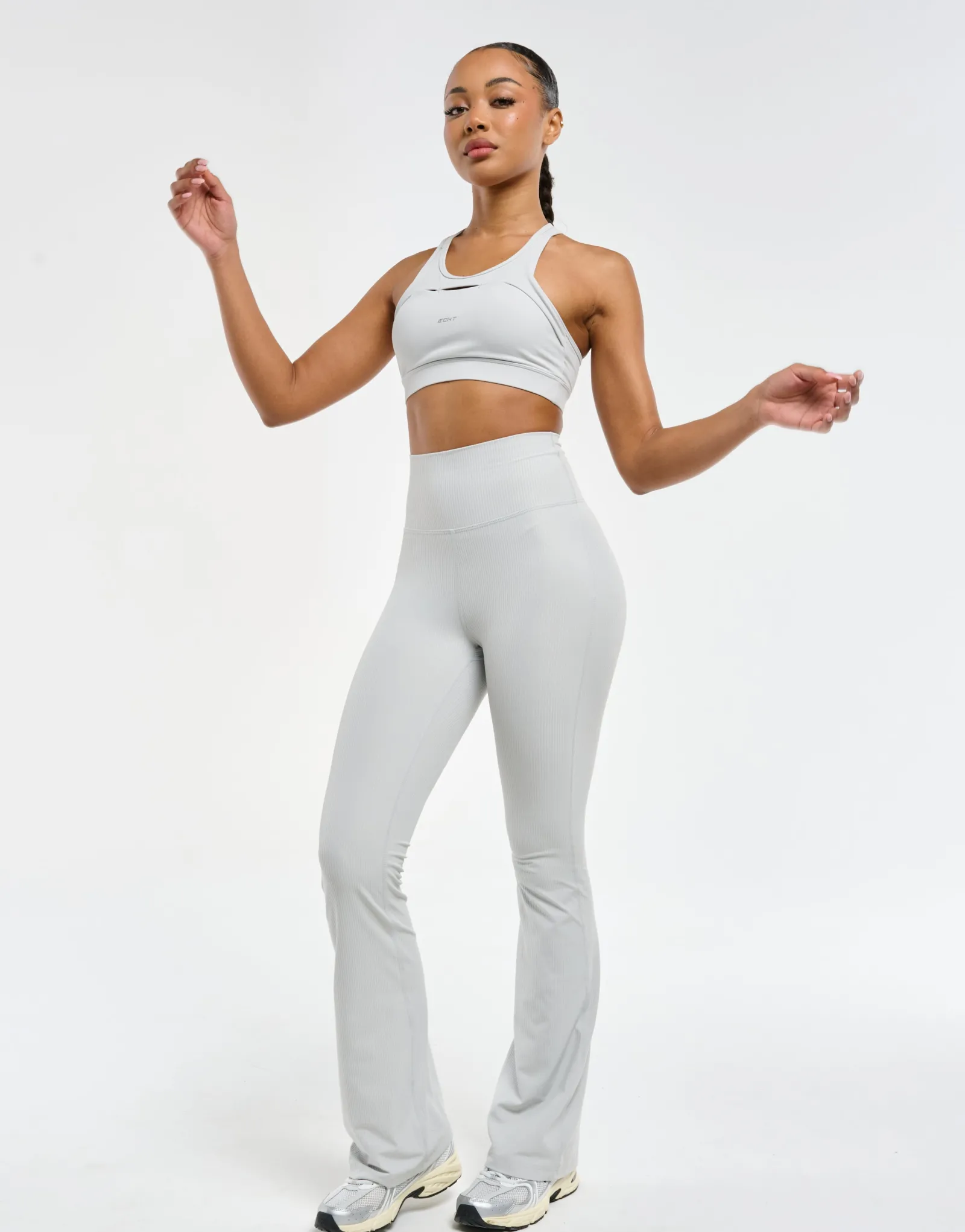 New ECHT Flare Ribbed Leggings Micro Grey