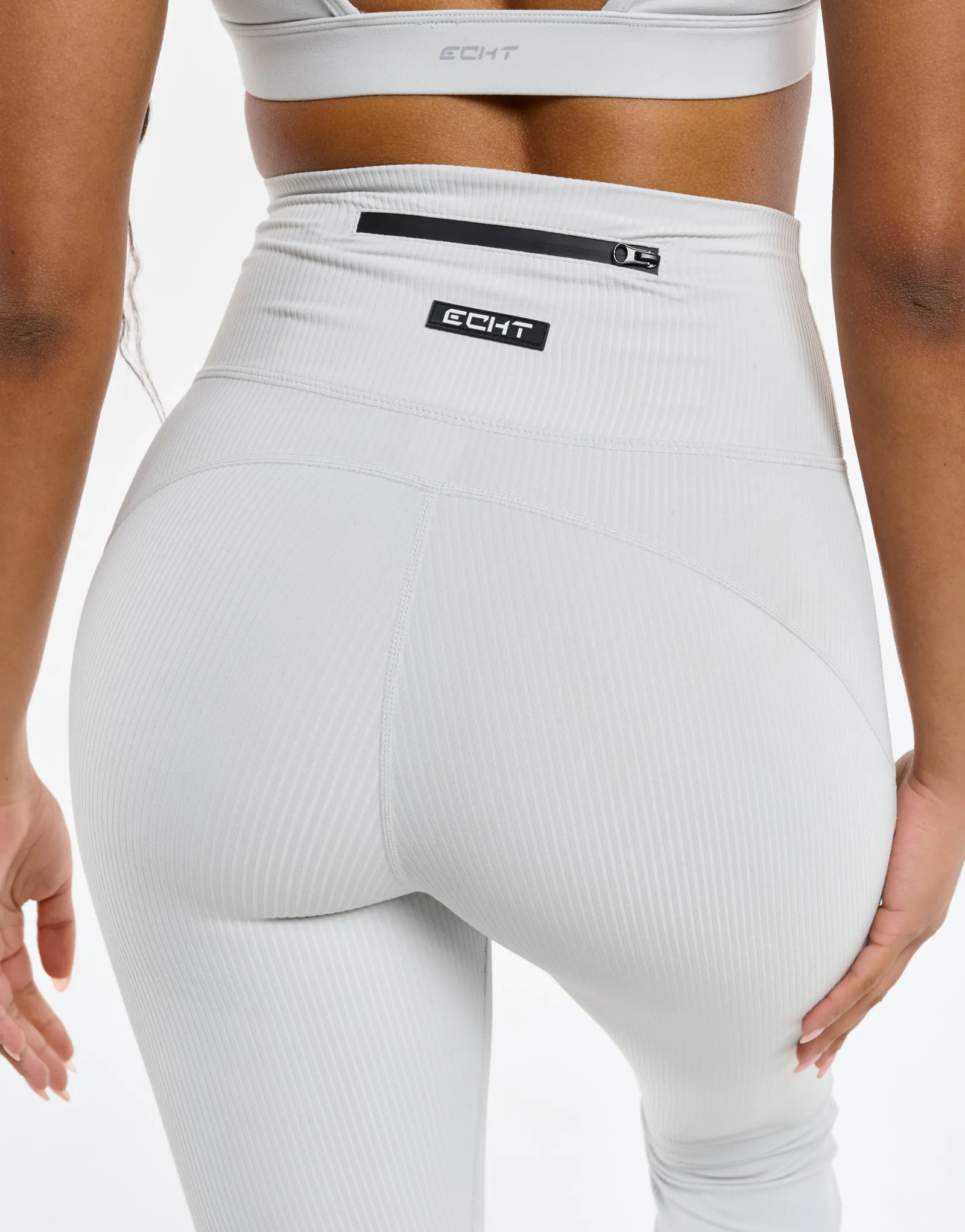 New ECHT Flare Ribbed Leggings Micro Grey