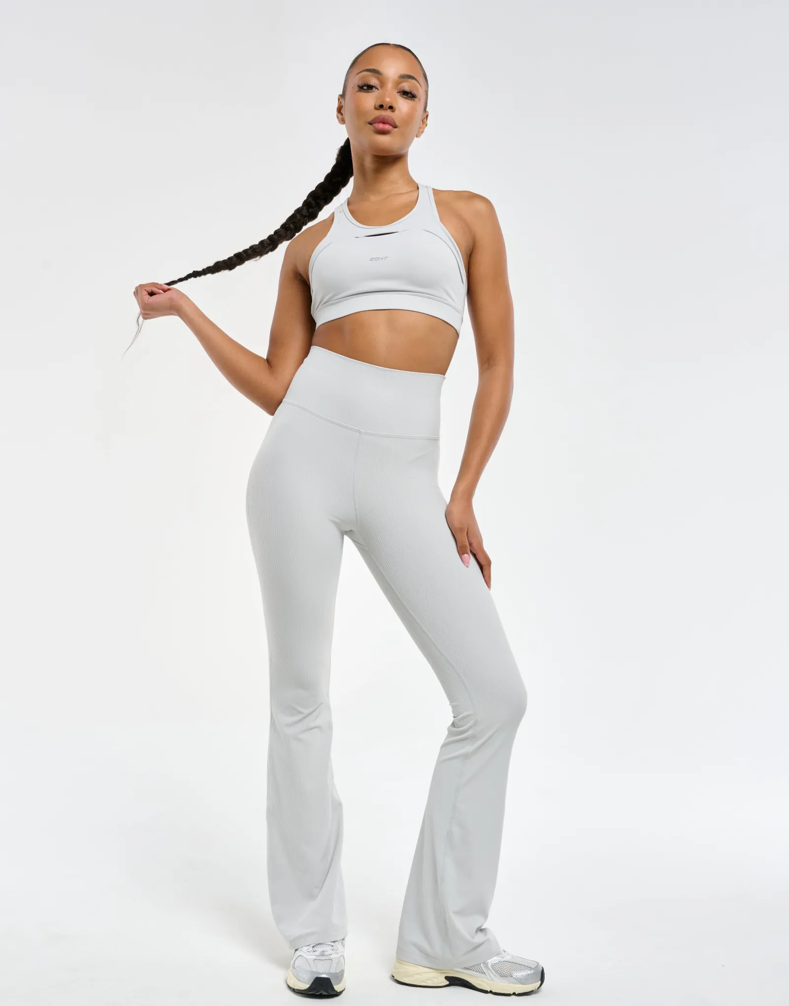 New ECHT Flare Ribbed Leggings Micro Grey