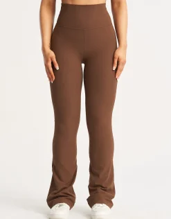 Sale ECHT Flare Ribbed Leggings Chestnut Brown