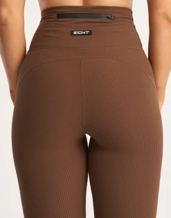 Sale ECHT Flare Ribbed Leggings Chestnut Brown