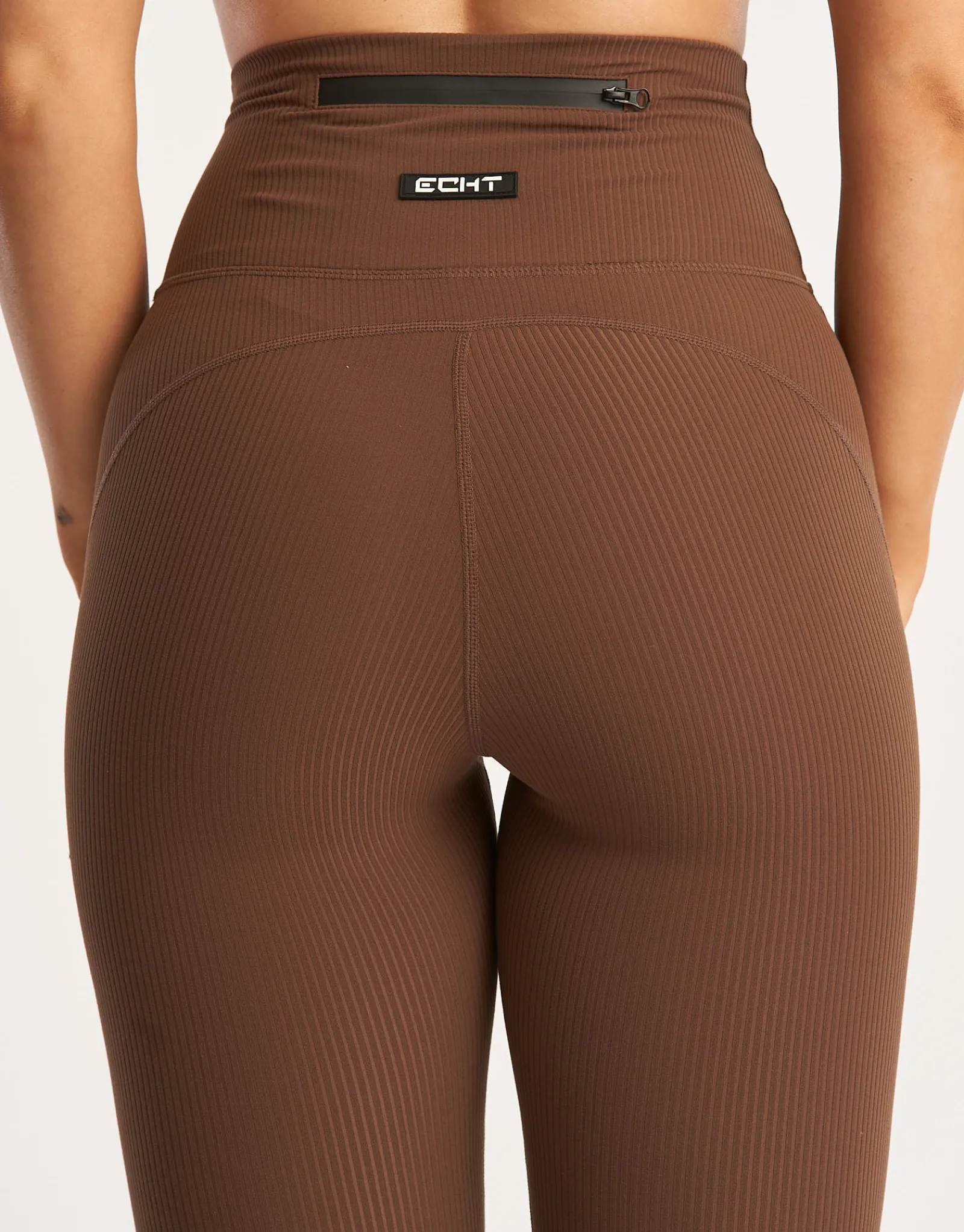 Sale ECHT Flare Ribbed Leggings Chestnut Brown
