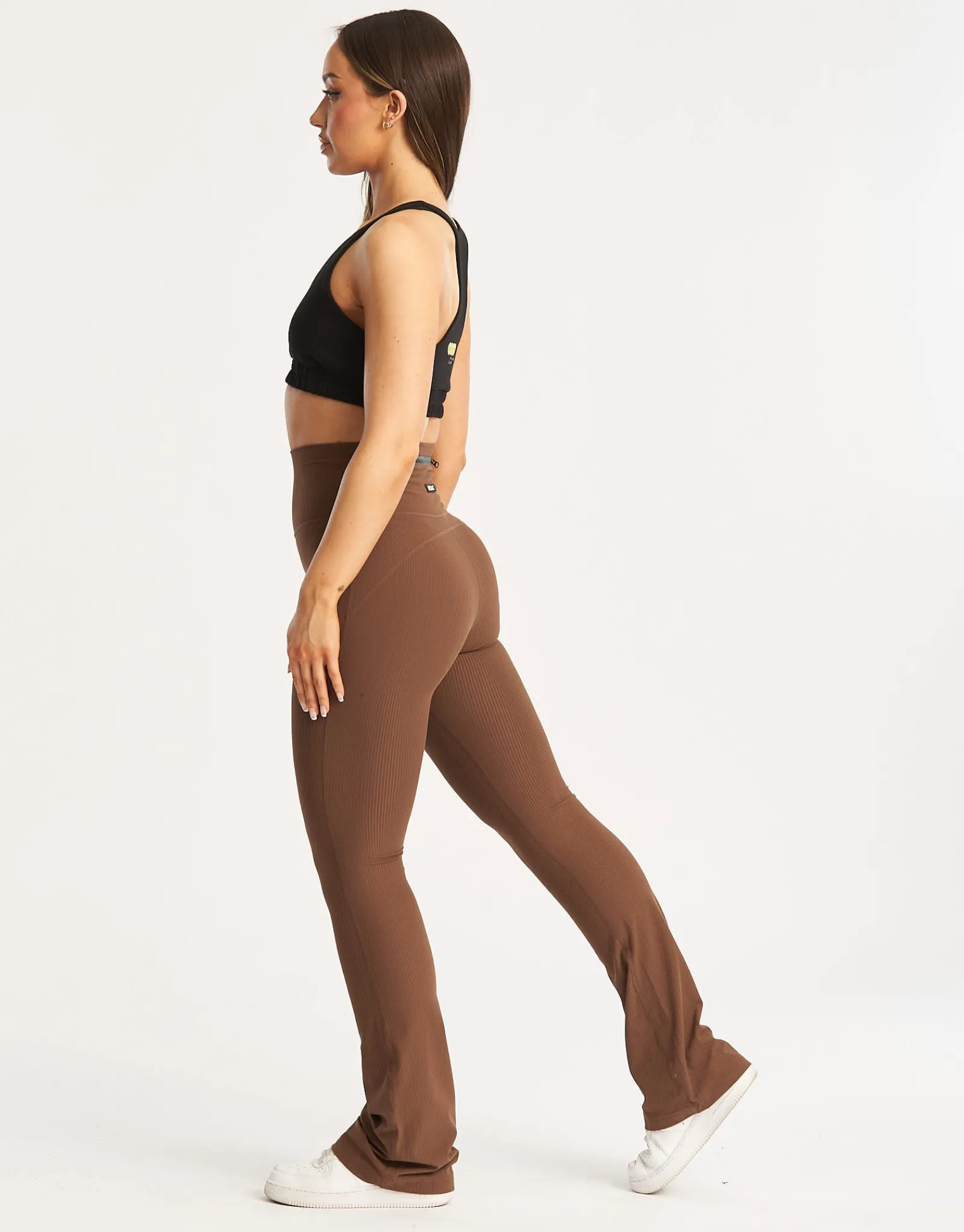 Sale ECHT Flare Ribbed Leggings Chestnut Brown