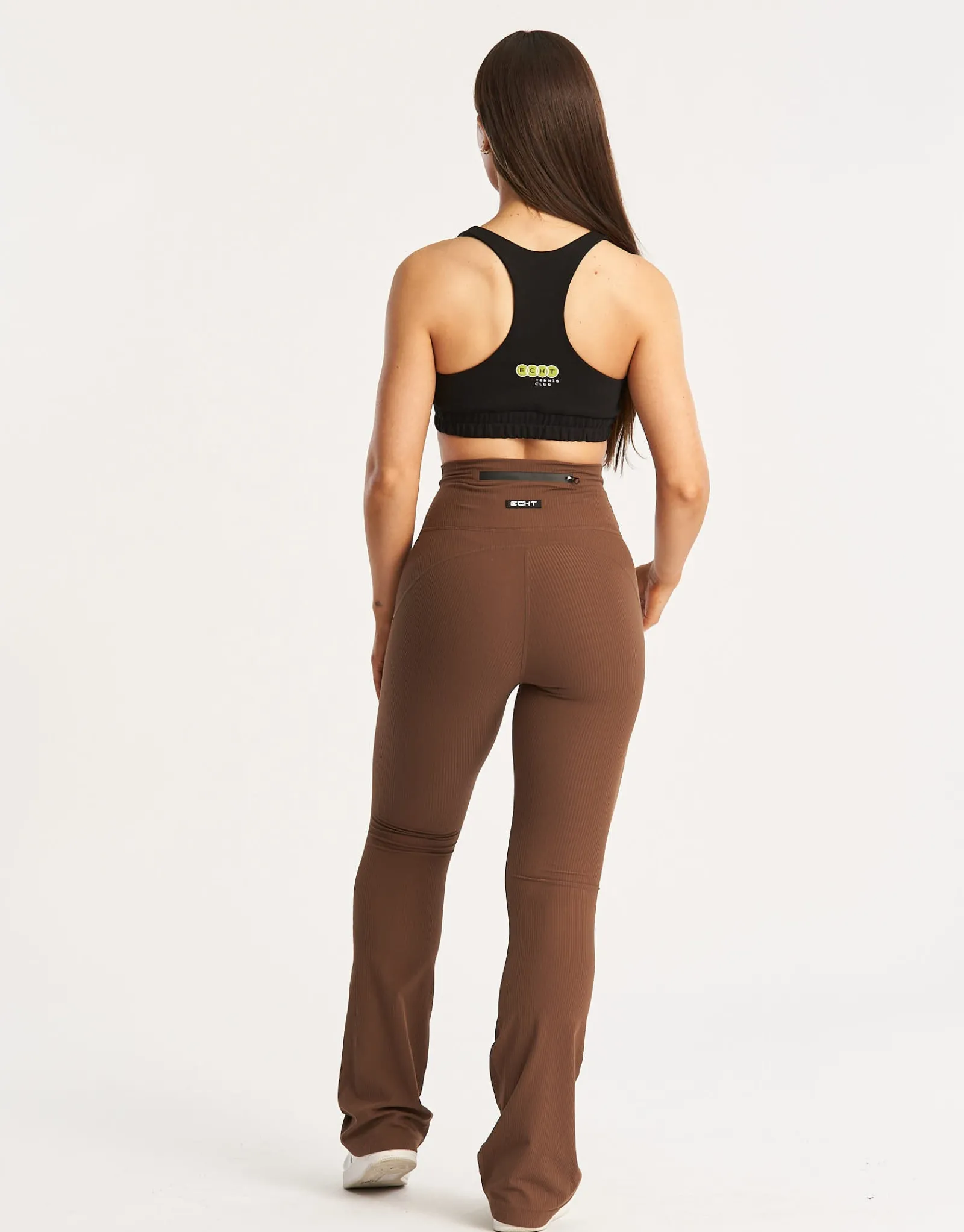 Sale ECHT Flare Ribbed Leggings Chestnut Brown
