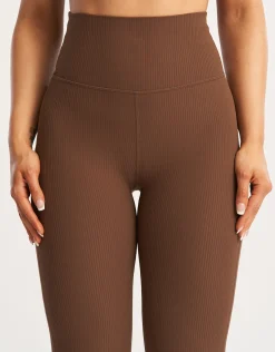 Sale ECHT Flare Ribbed Leggings Chestnut Brown