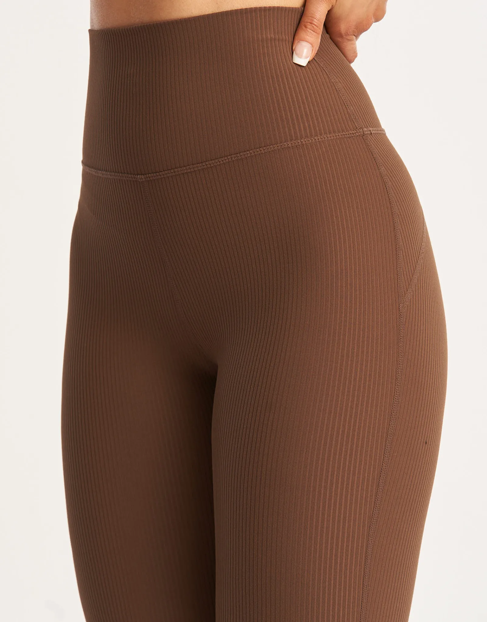 Sale ECHT Flare Ribbed Leggings Chestnut Brown