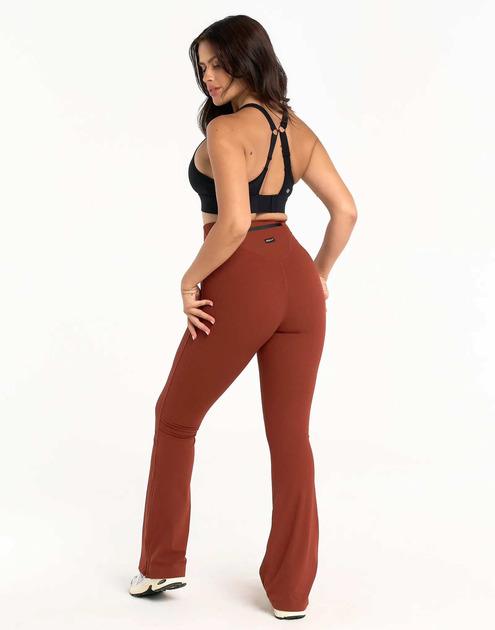 New ECHT Flare Ribbed Leggings V2 Brown