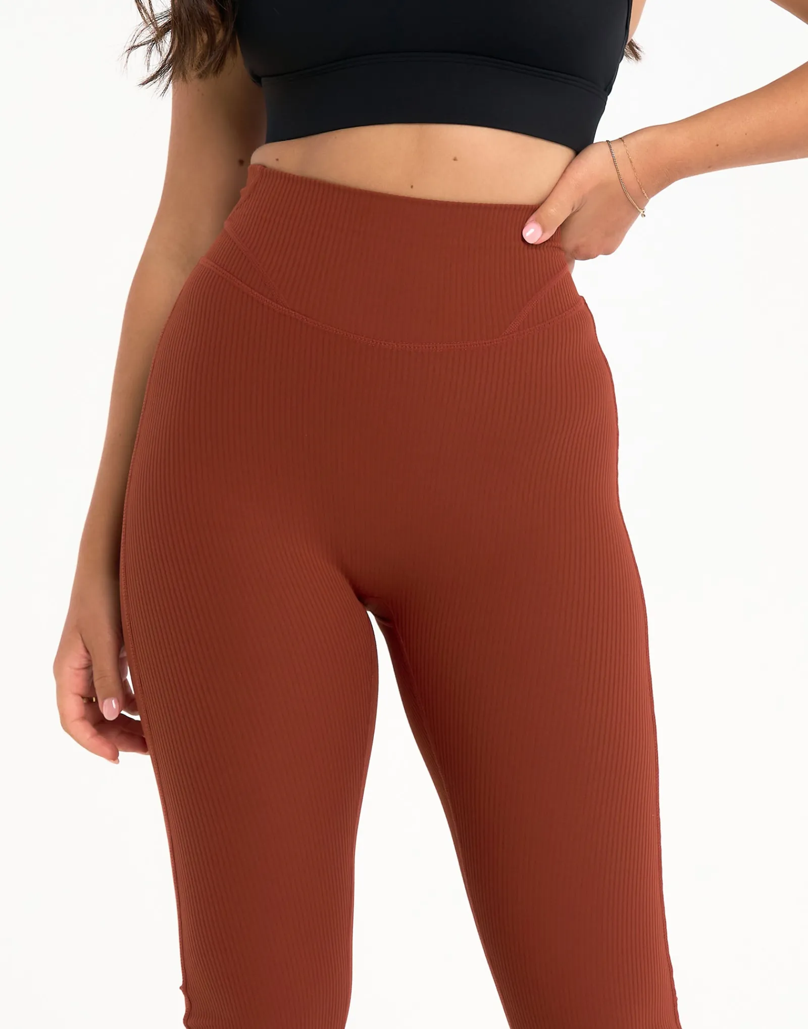 New ECHT Flare Ribbed Leggings V2 Brown