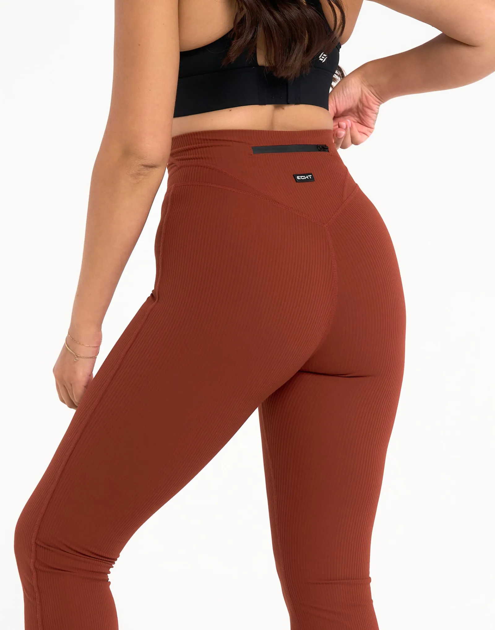 New ECHT Flare Ribbed Leggings V2 Brown