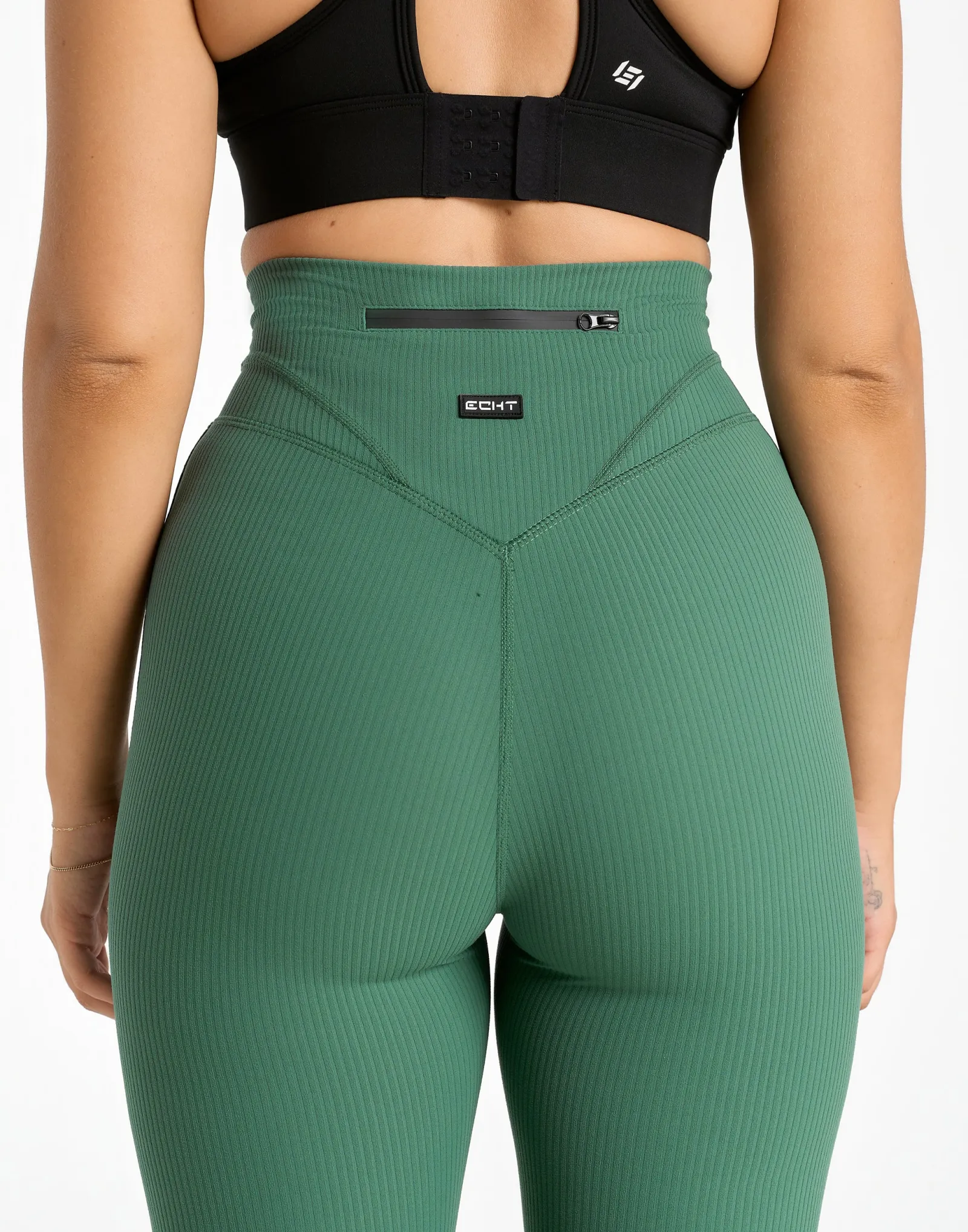 Outlet ECHT Flare Ribbed Leggings V2 Green