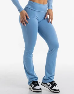 Discount ECHT Fold Over Flare Leggings Process Blue