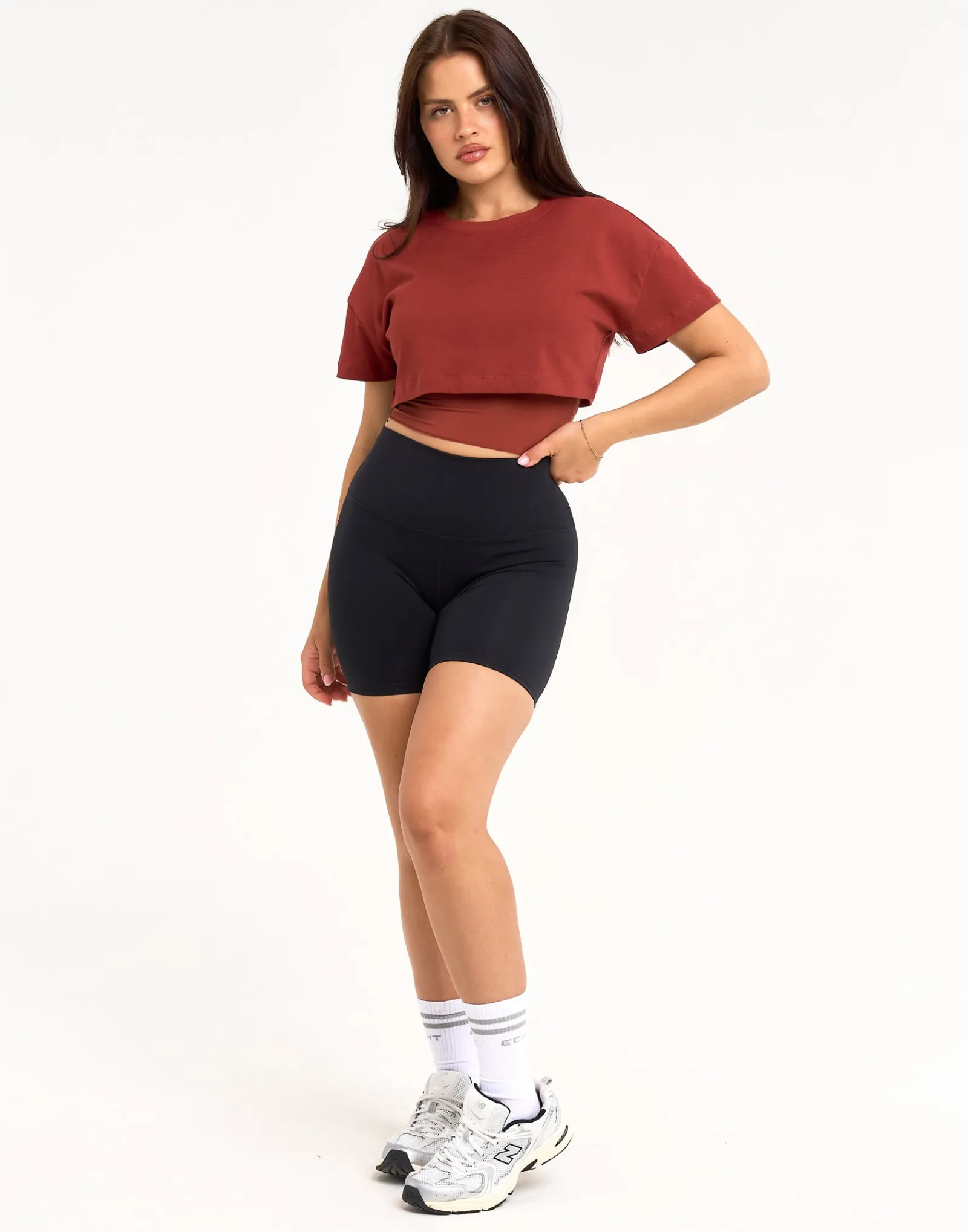 Clearance ECHT Layered Cropped Tee Brown