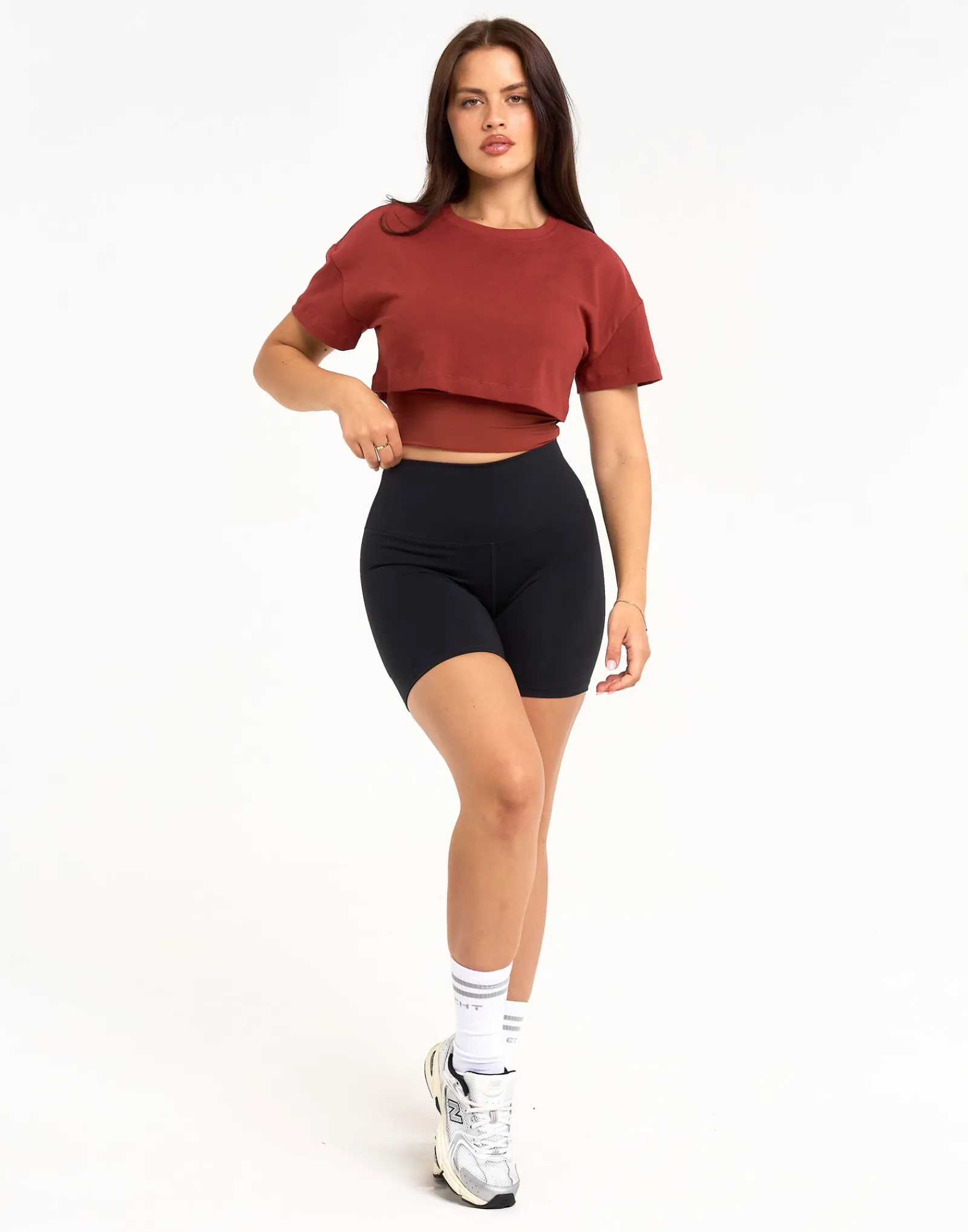 Clearance ECHT Layered Cropped Tee Brown