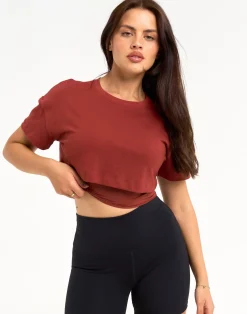 Online ECHT Layered Cropped Tee Brown