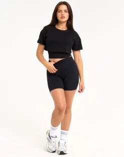 Online ECHT Layered Cropped Tee Black