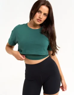 Discount ECHT Layered Cropped Tee Green