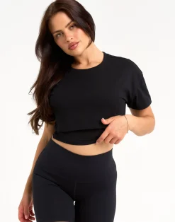 Fashion ECHT Layered Cropped Tee Black