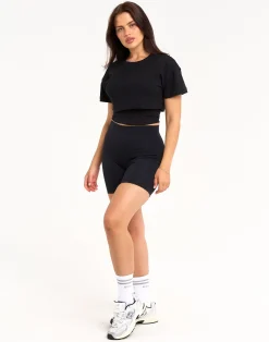 Fashion ECHT Layered Cropped Tee Black