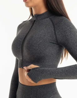 Outlet ECHT League Cropped Zip-Up Charcoal