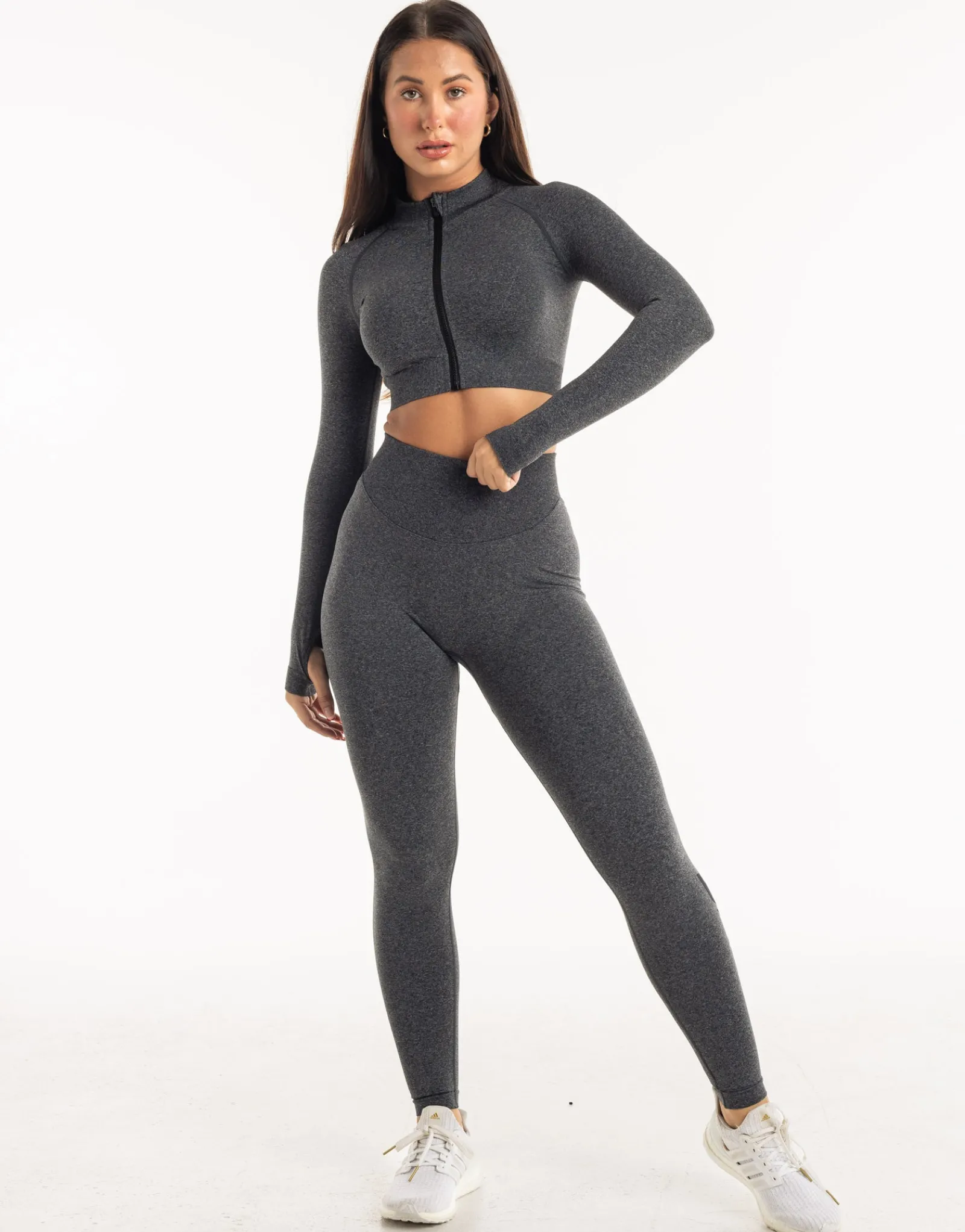 Outlet ECHT League Cropped Zip-Up Charcoal