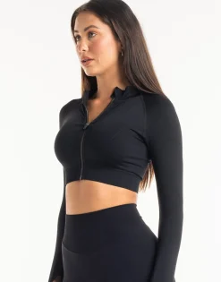 Hot ECHT League Cropped Zip-Up Black