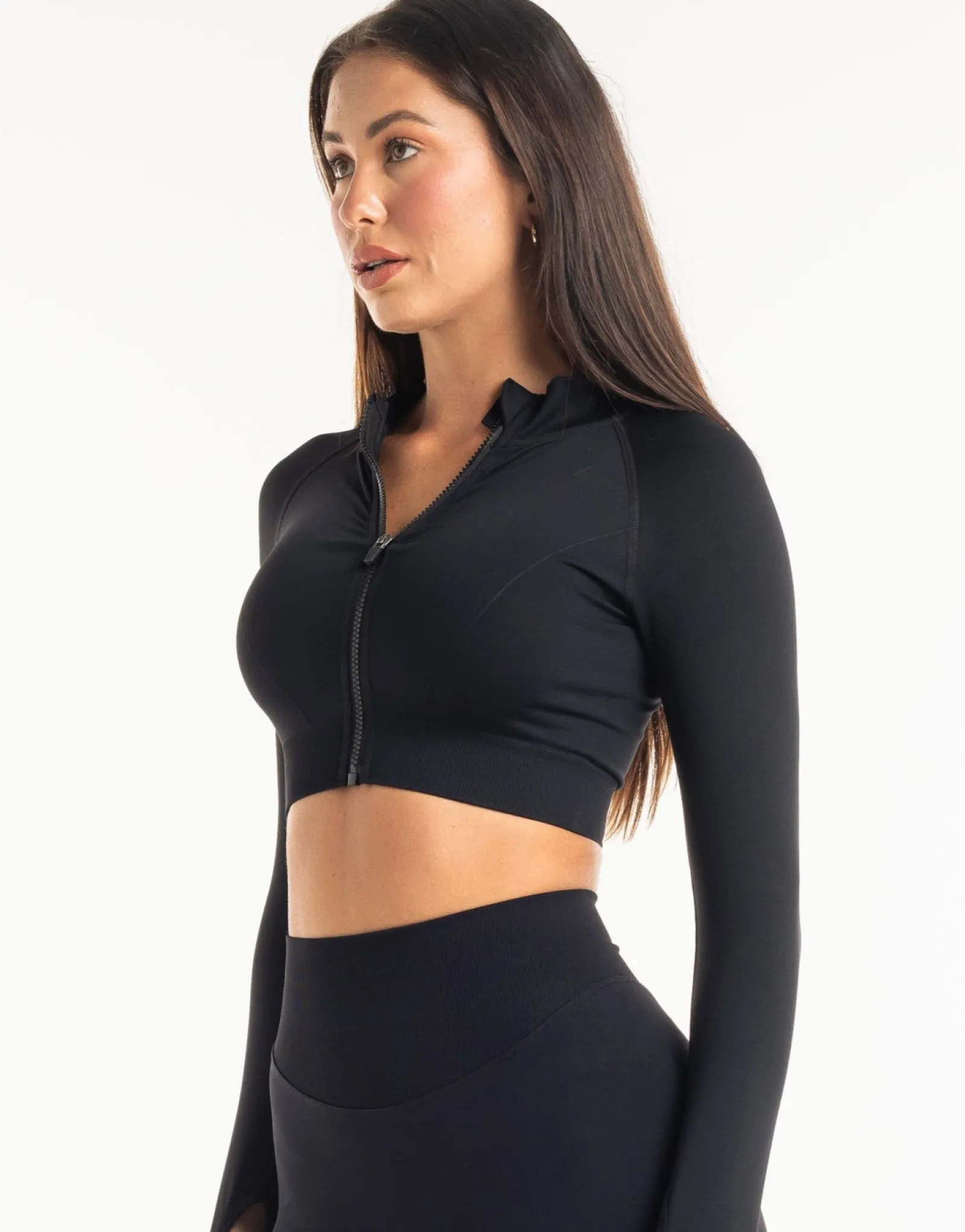Hot ECHT League Cropped Zip-Up Black