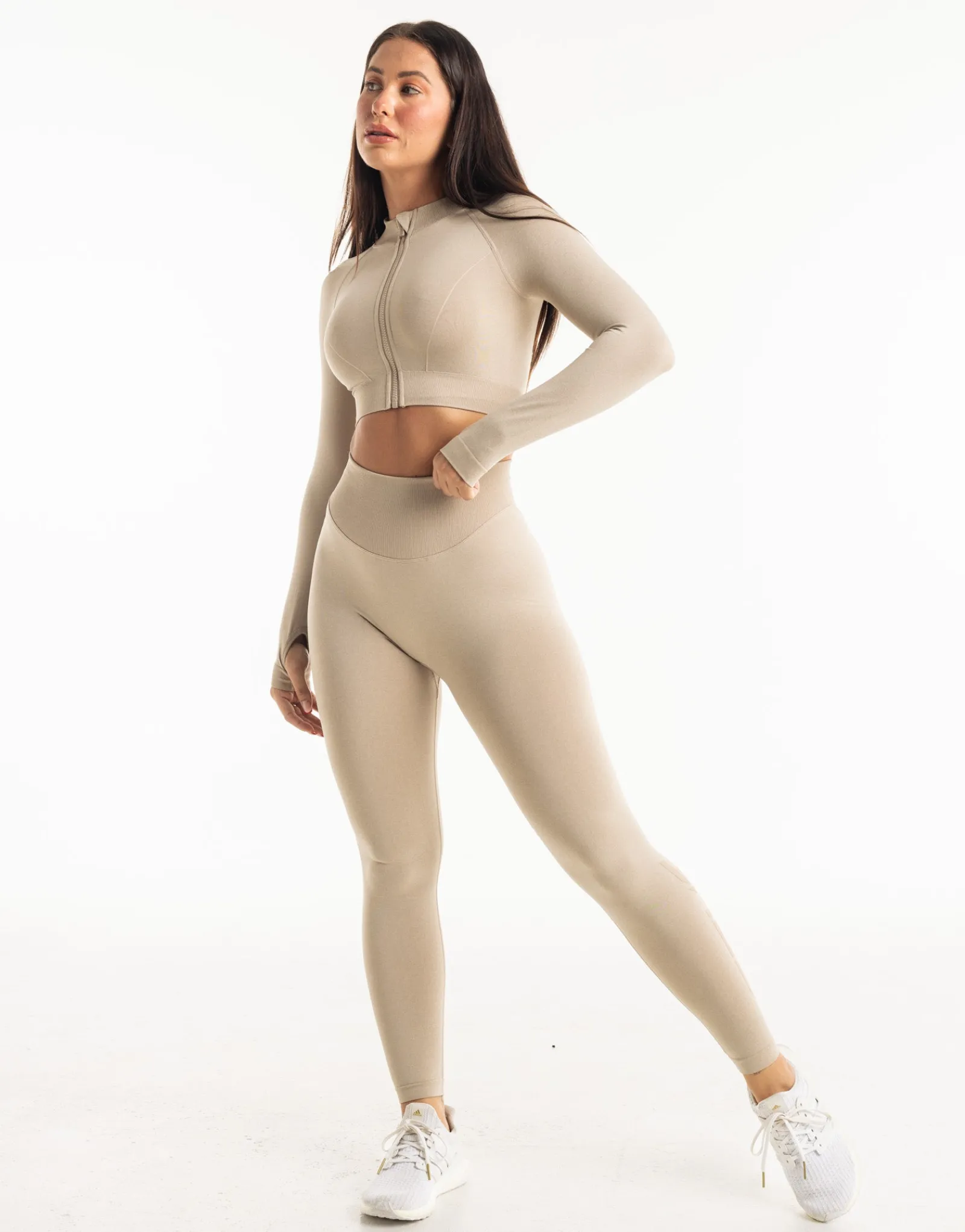 Best ECHT League Cropped Zip-Up Taupe Grey