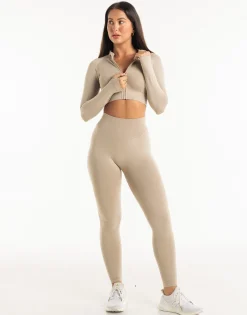 Best ECHT League Cropped Zip-Up Taupe Grey