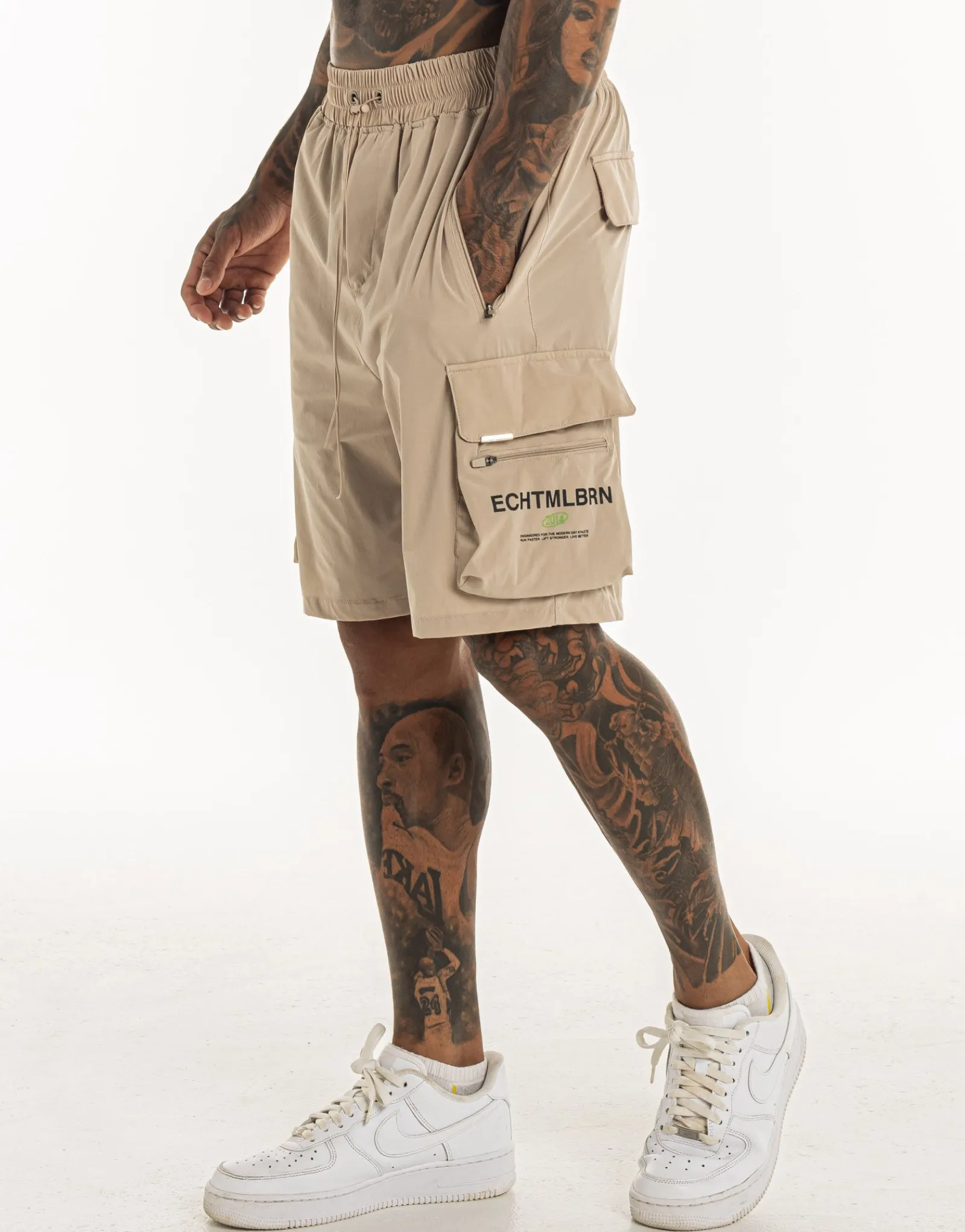 Fashion ECHT MLBRN Spear Shorts Taupe Grey