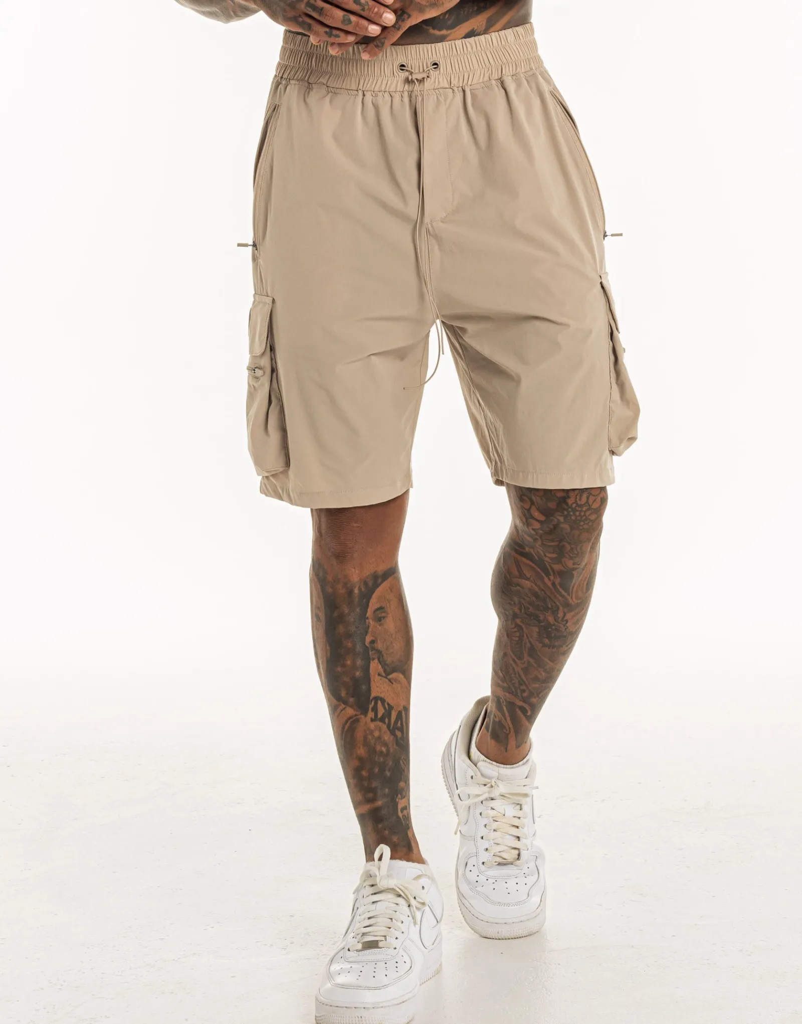 Fashion ECHT MLBRN Spear Shorts Taupe Grey