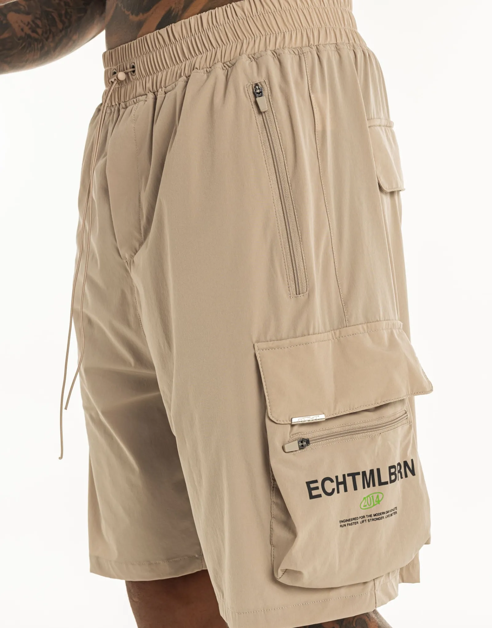 Fashion ECHT MLBRN Spear Shorts Taupe Grey