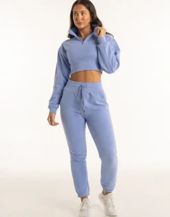 New ECHT Revere 1/4 Zip Crewneck Sweater Hydrangea Blue