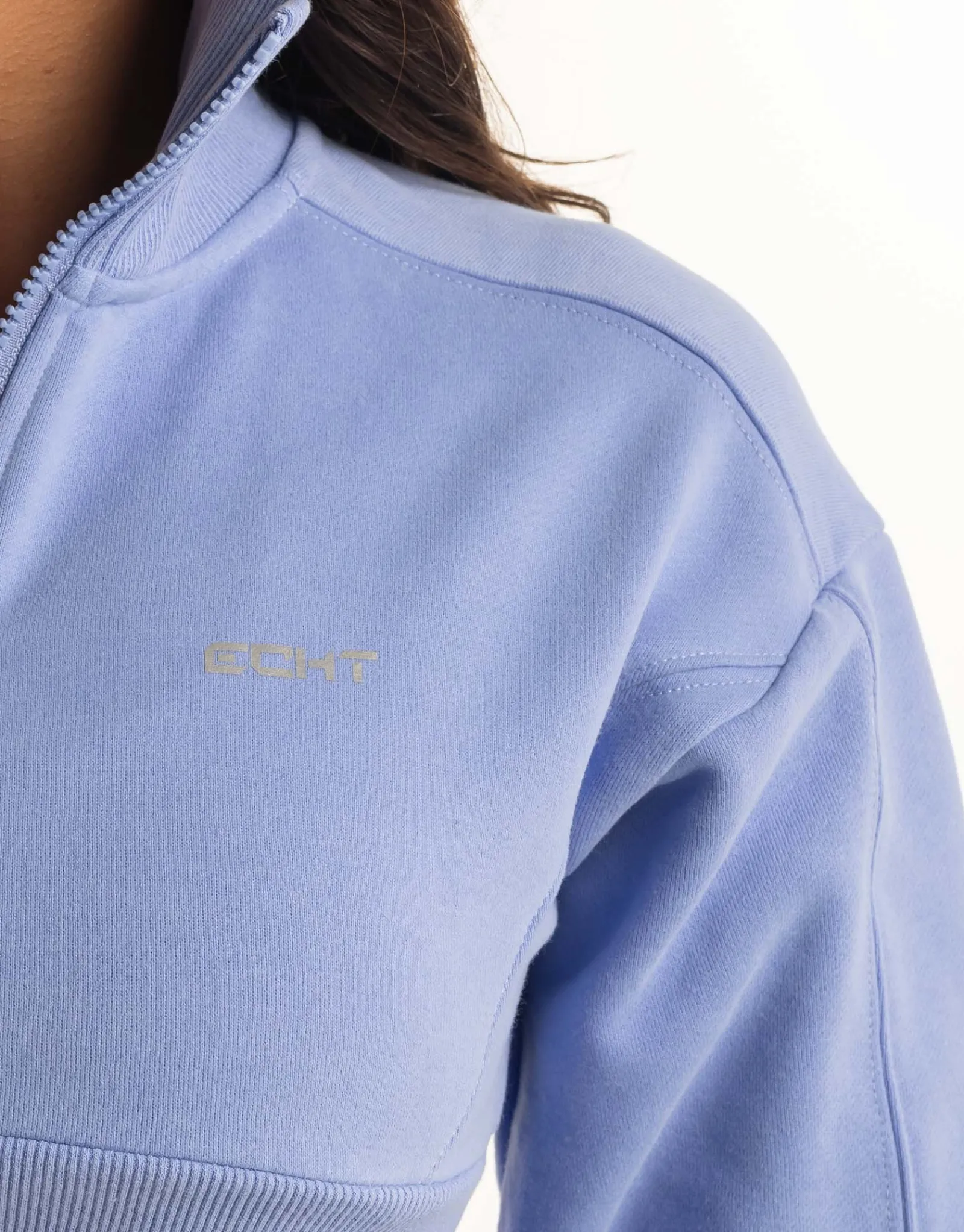 New ECHT Revere 1/4 Zip Crewneck Sweater Hydrangea Blue