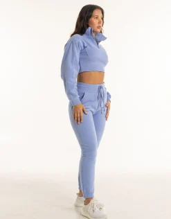 New ECHT Revere 1/4 Zip Crewneck Sweater Hydrangea Blue