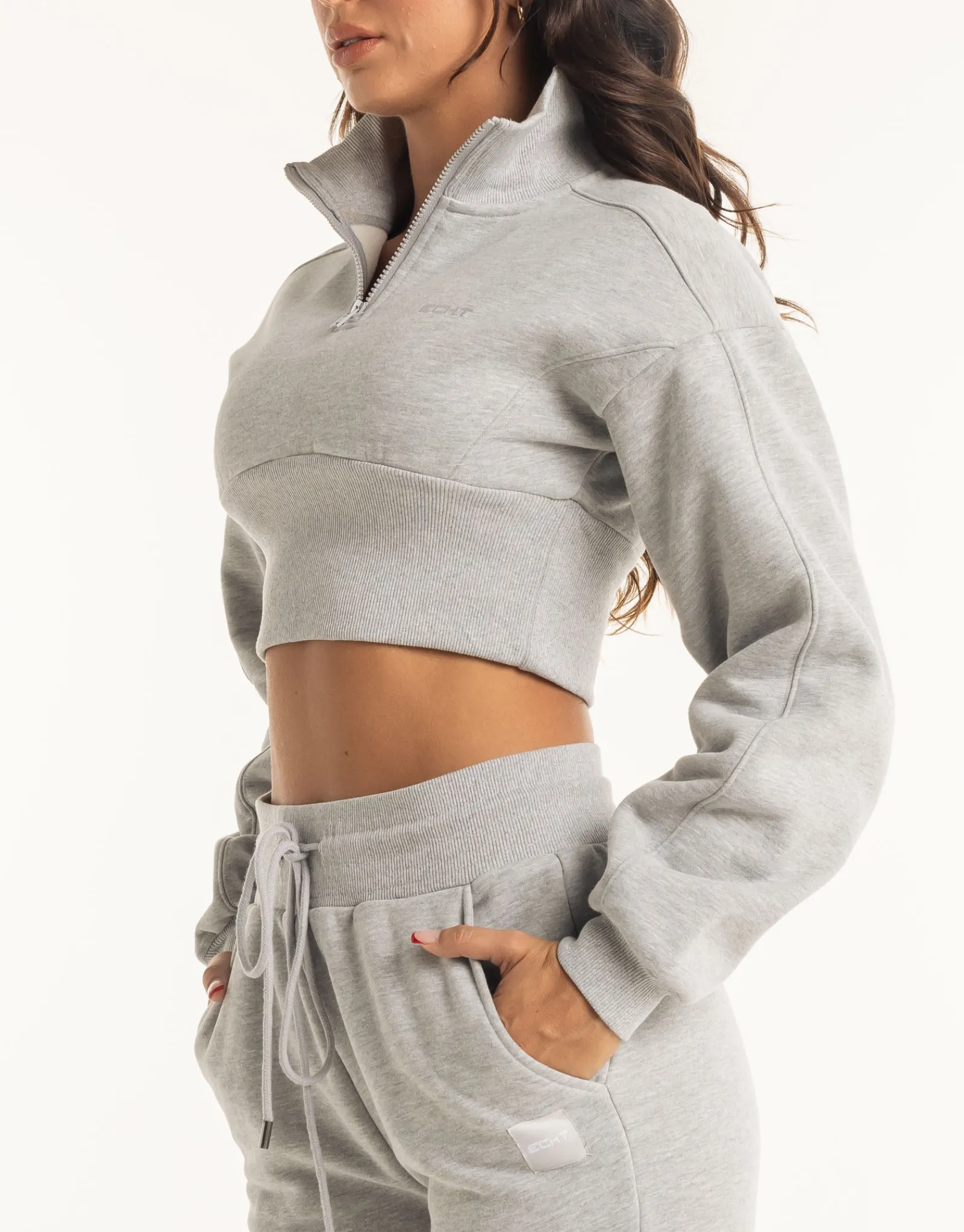 Outlet ECHT Revere 1/4 Zip Crewneck Sweater Heather Grey
