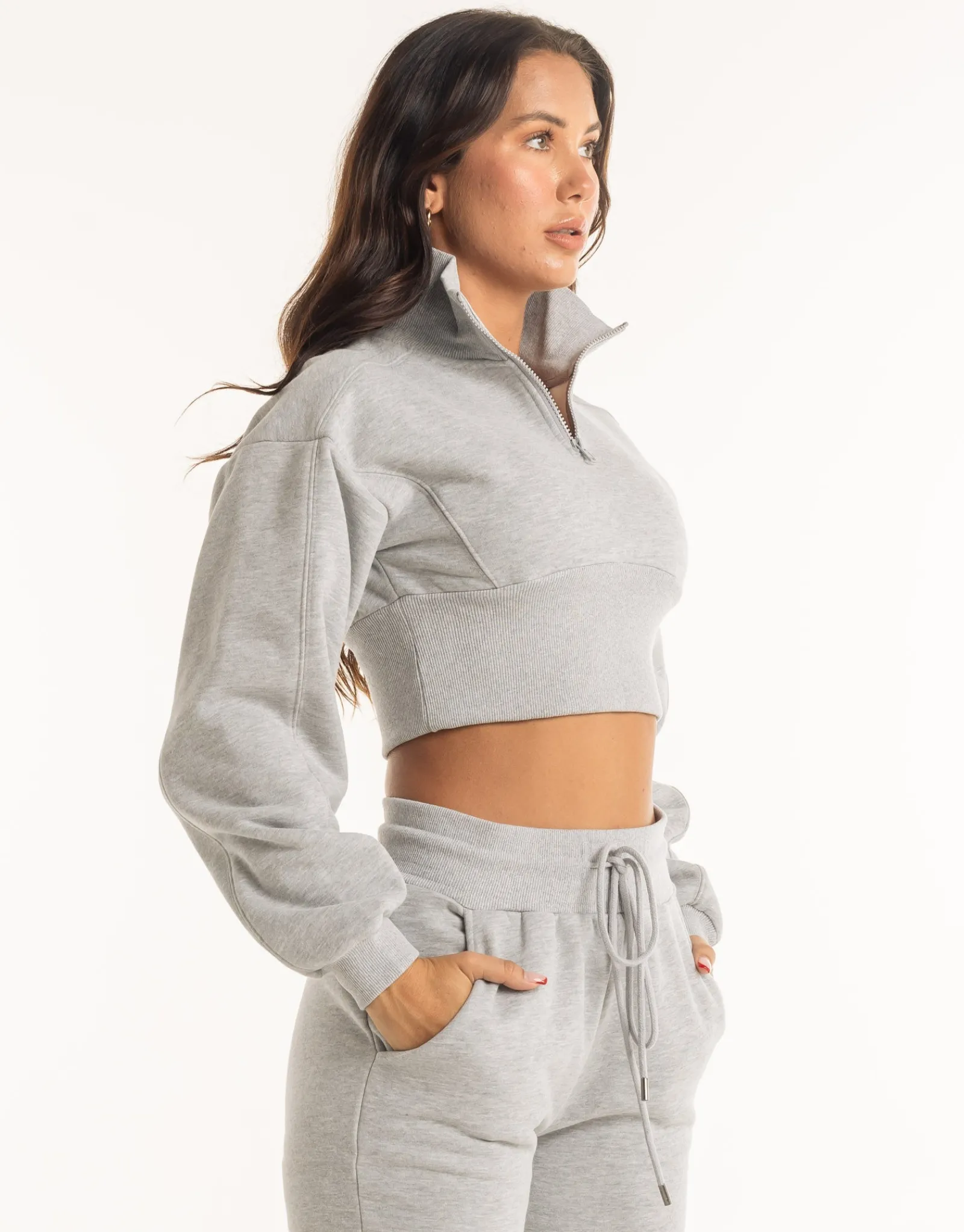 Outlet ECHT Revere 1/4 Zip Crewneck Sweater Heather Grey