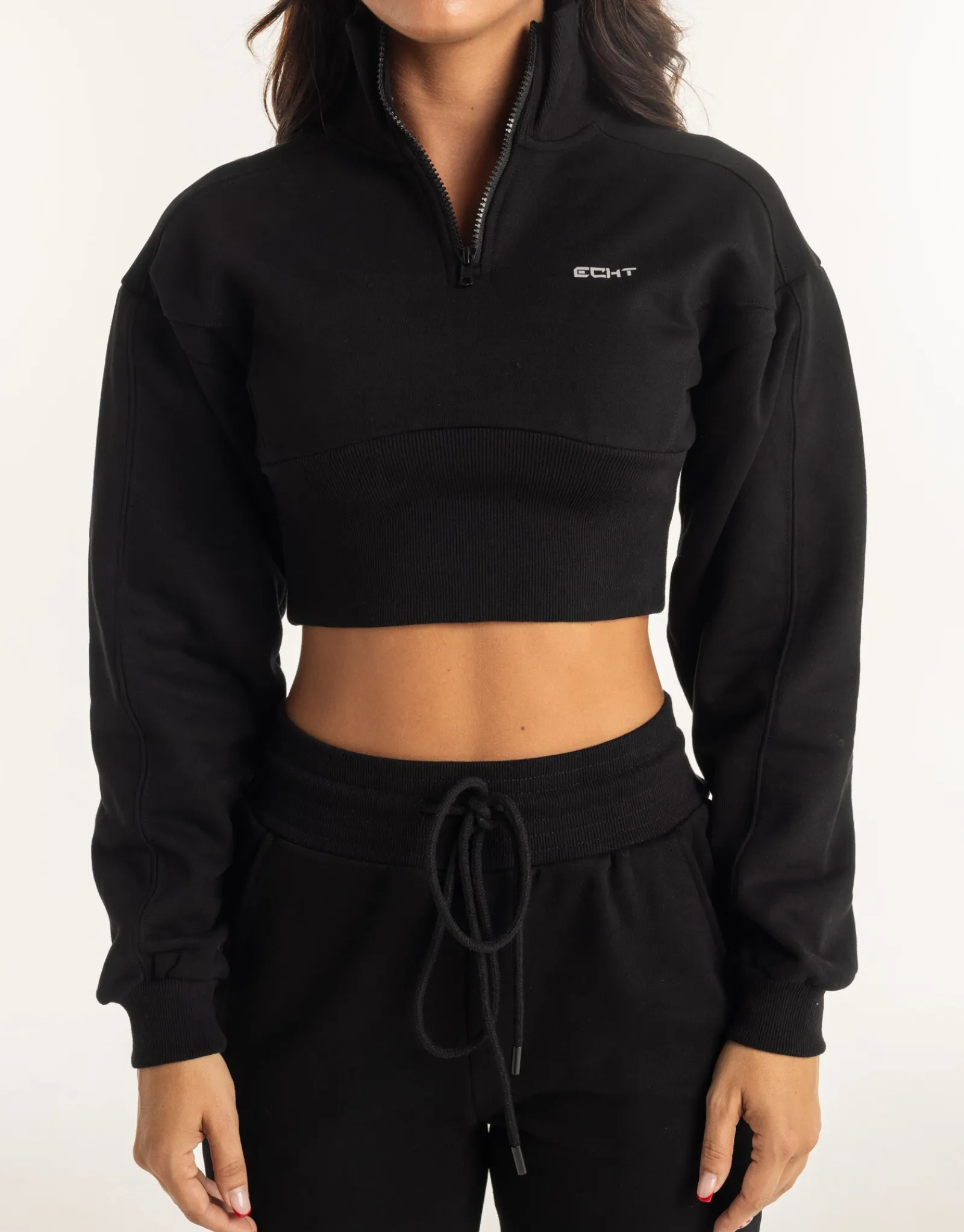 New ECHT Revere 1/4 Zip Crewneck Sweater Black