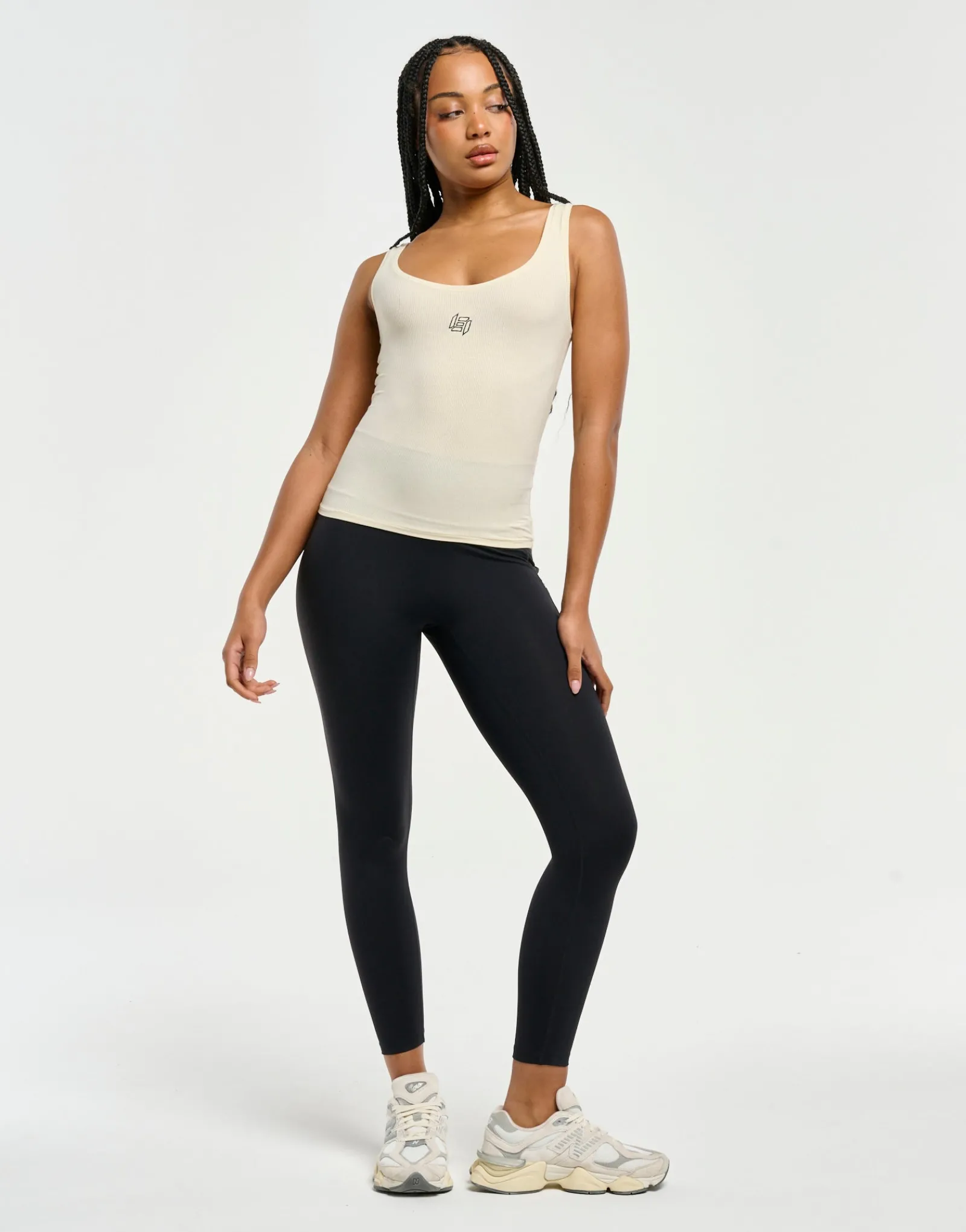 New ECHT Ribbed Sculpt Tank Taupe