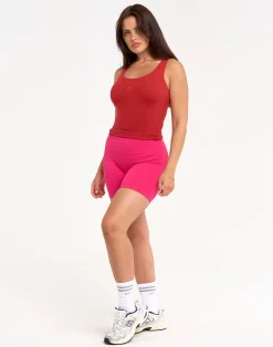 Online ECHT Ribbed Sculpt Tank Scarlet Red
