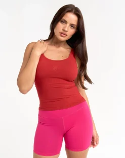 Online ECHT Ribbed Sculpt Tank Scarlet Red