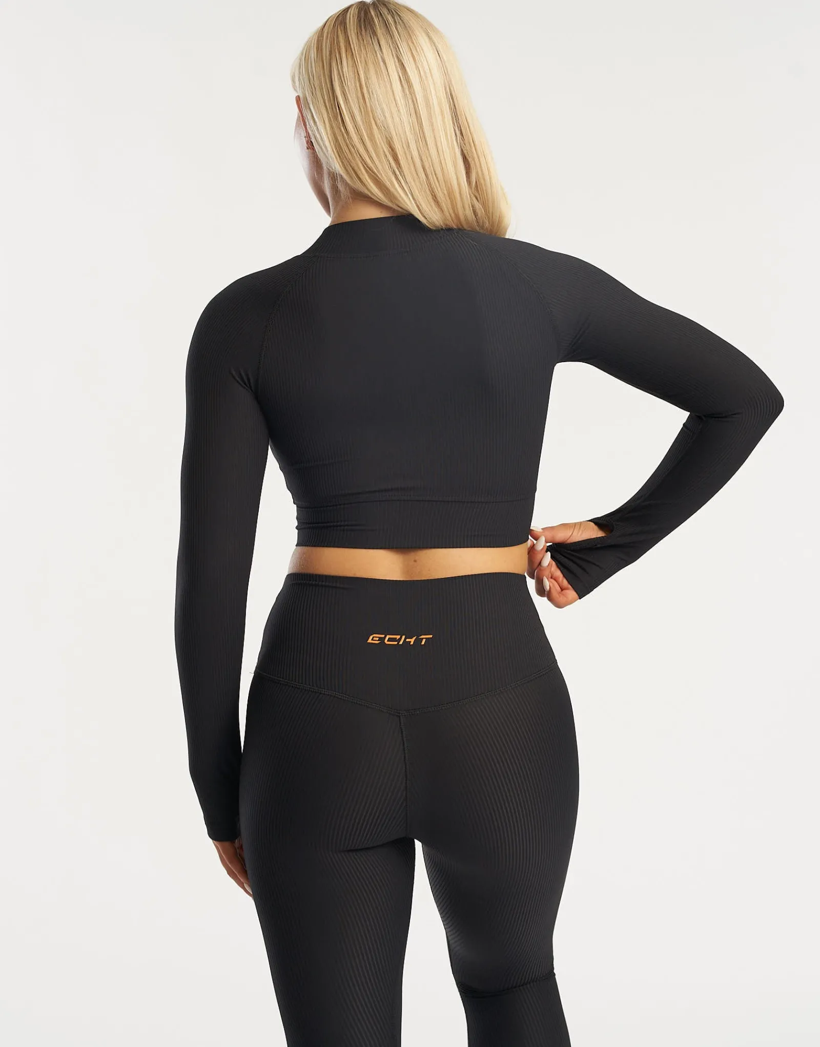 Online ECHT Rise Zip-Up Long Sleeve Black Sprint Orange