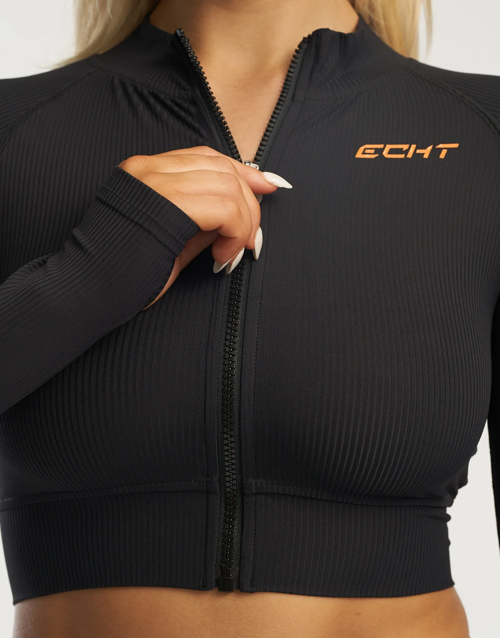Online ECHT Rise Zip-Up Long Sleeve Black Sprint Orange