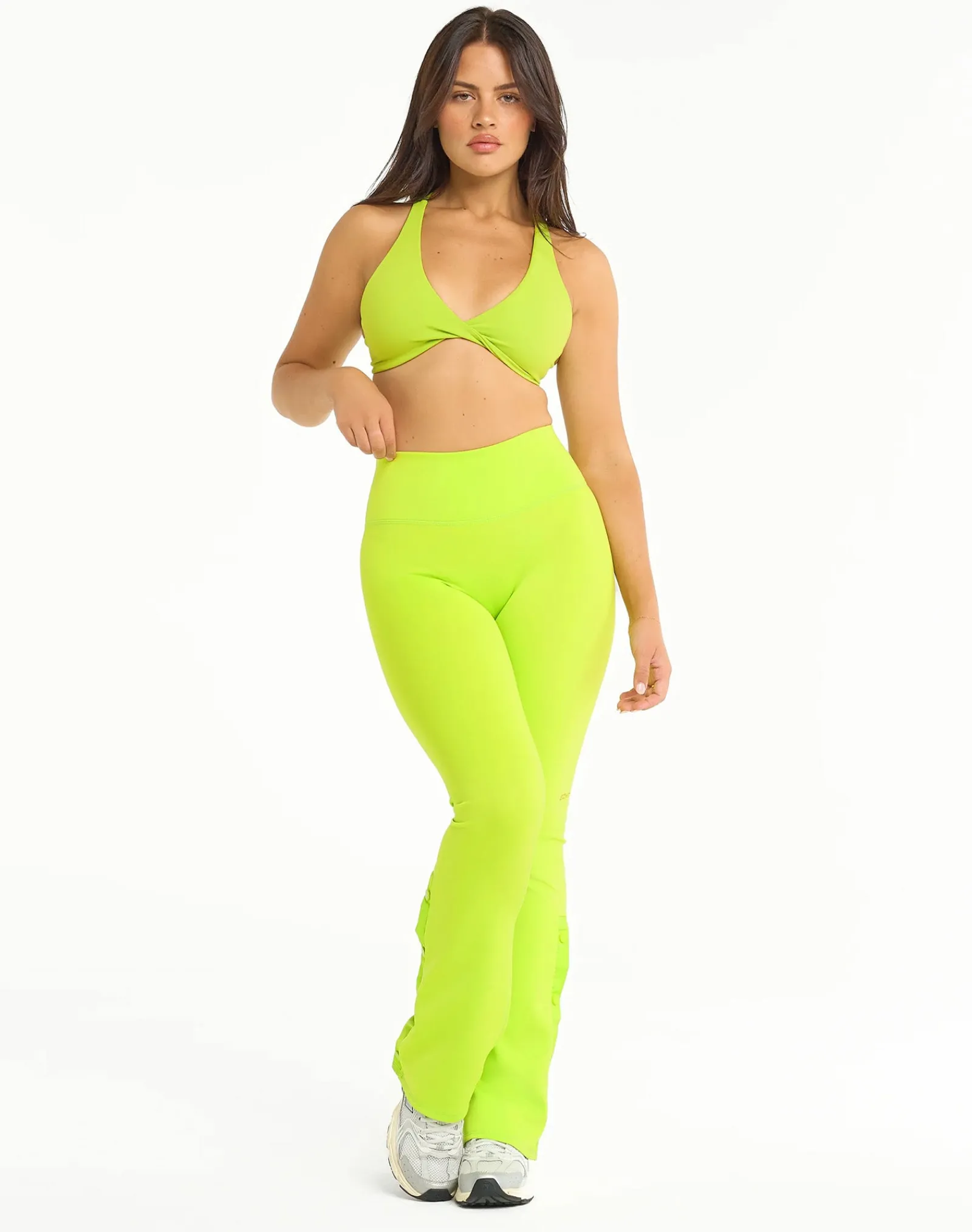 Fashion ECHT Snap Flare Leggings Lime Green