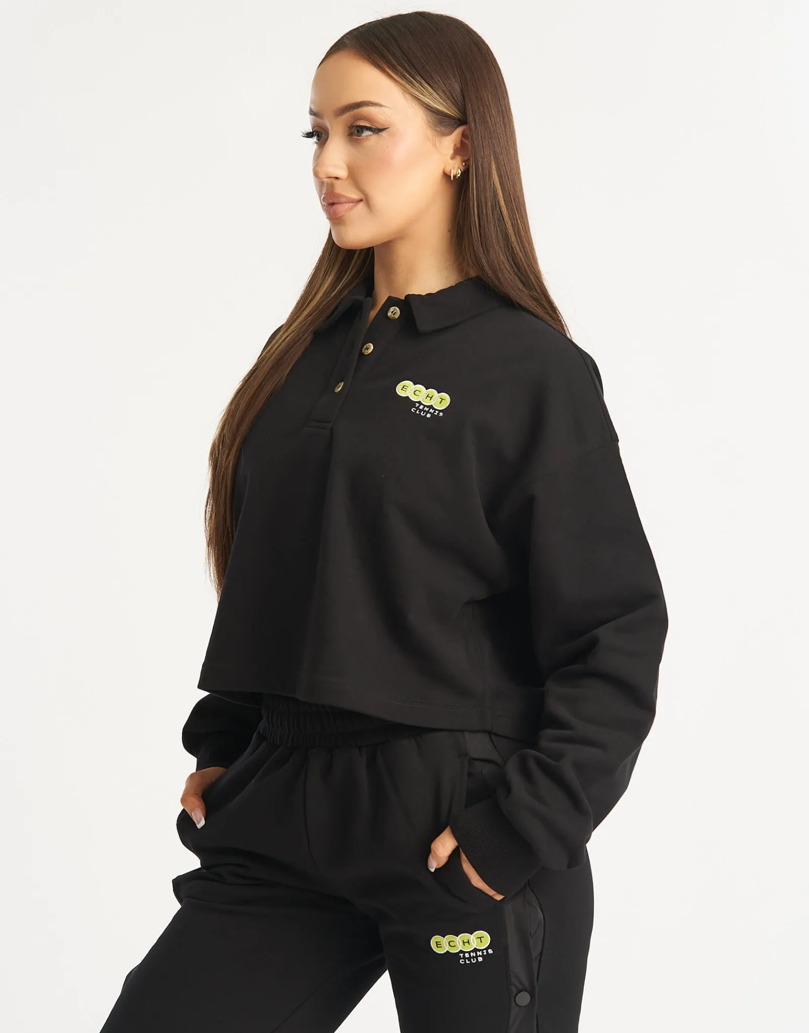 Clearance ECHT Tennis Polo Pullover Black